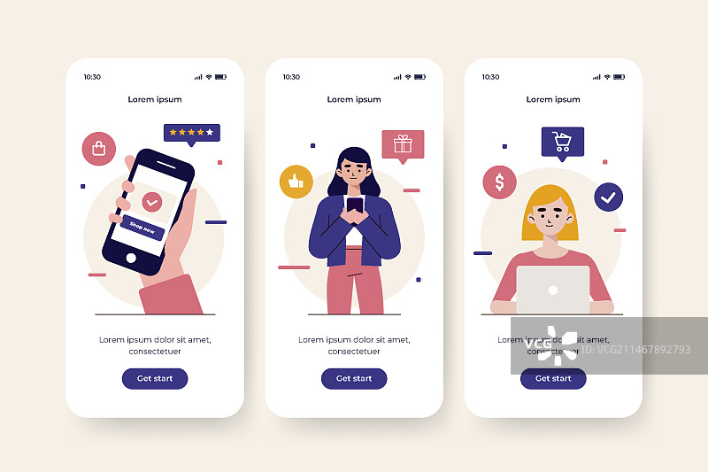 在线购买引导应用界面图片素材