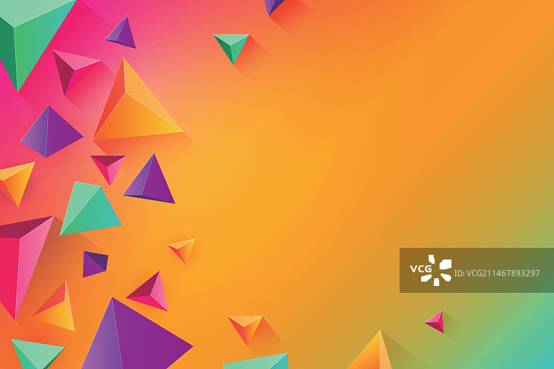 用于背景的3D三角形鲜艳色彩主题图片素材