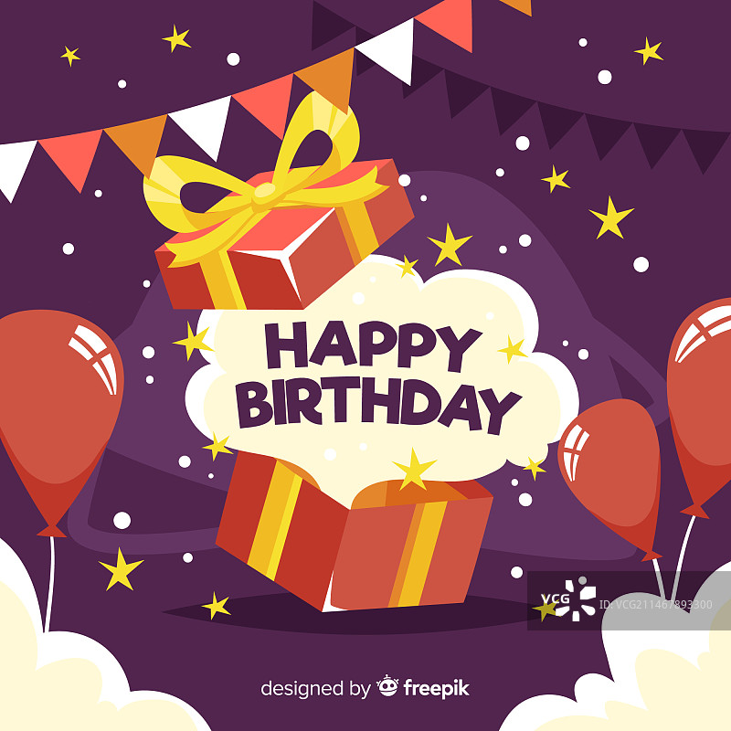 生日扁平背景图片素材