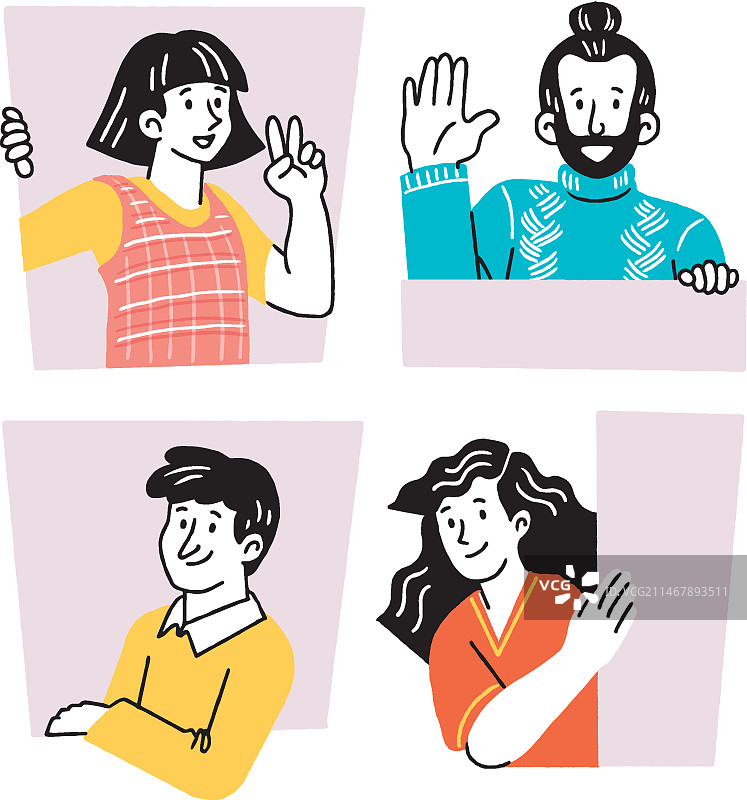 偷看的人群合集图片素材