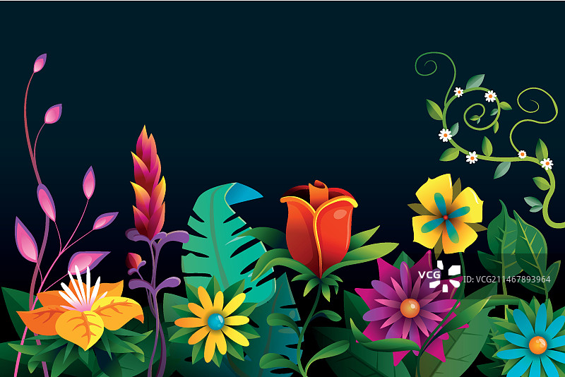 色彩鲜艳的异域花卉背景图片素材