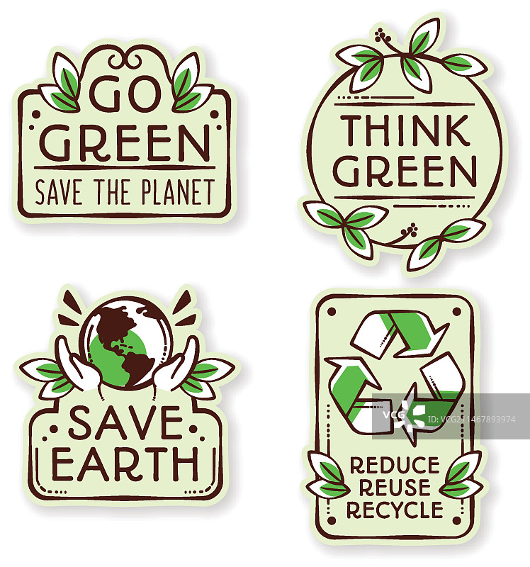 手绘生态环保徽章设计图片素材