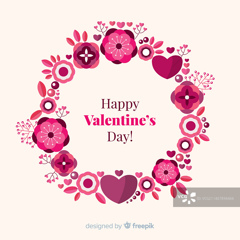 扁平风情人节花环背景图片素材