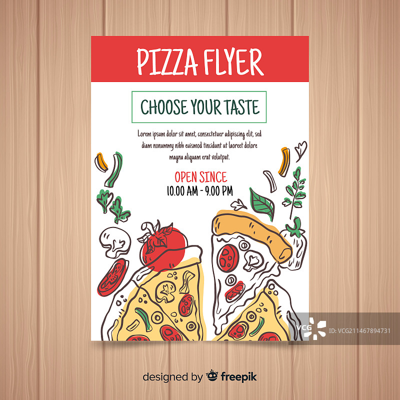 手绘披萨宣传单模板图片素材