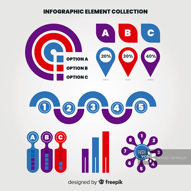 扁平信息图表元素集合图片素材