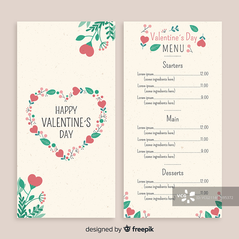 情人节菜单模板图片素材