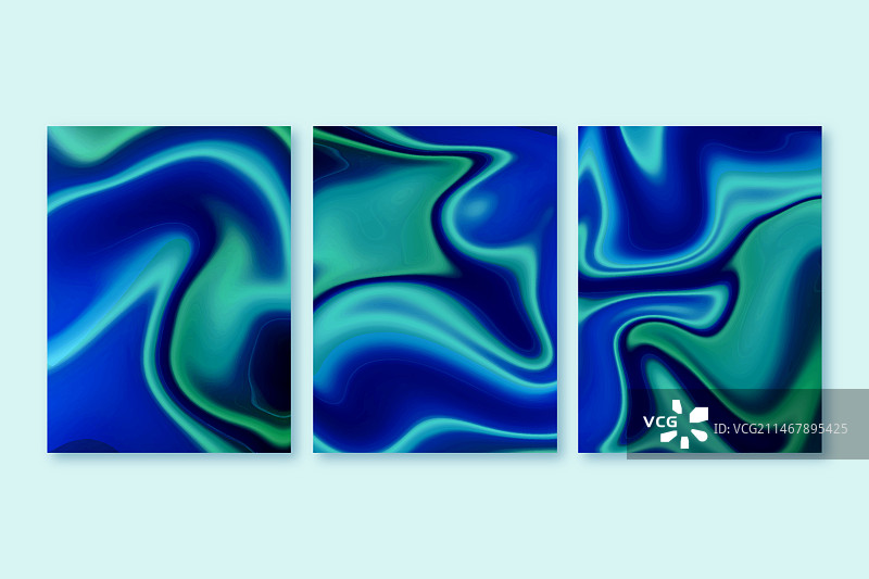 手绘液体大理石封面套装图片素材