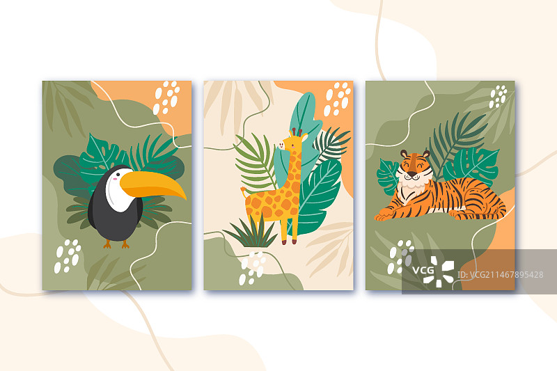 扁平风格野生动物封面图片素材