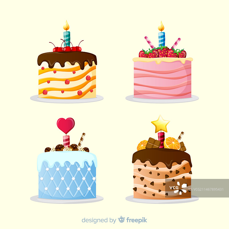扁平风生日蛋糕合集图片素材