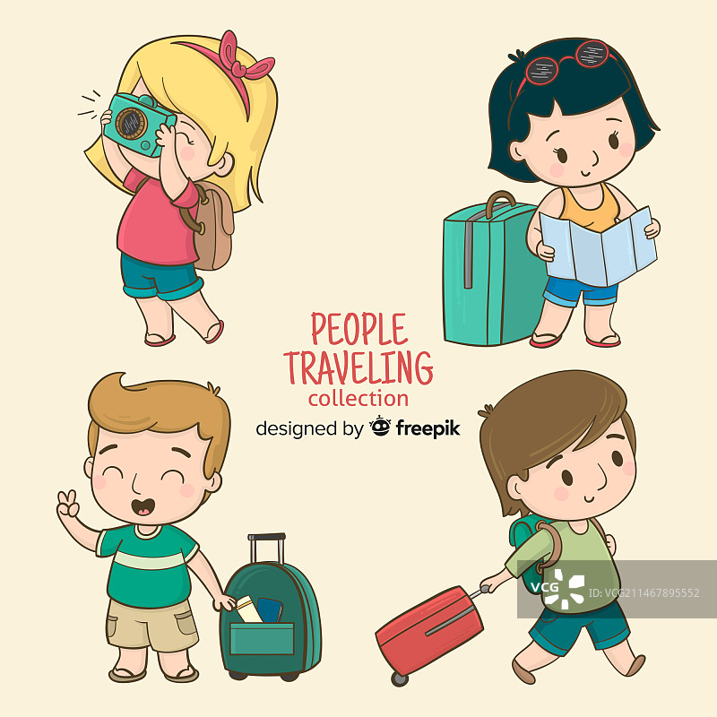 卡通人物旅行套装图片素材