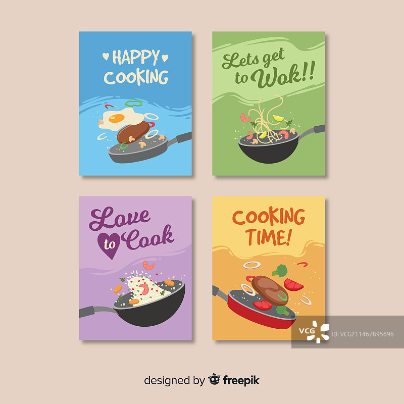 扁平风美食卡片合集图片素材