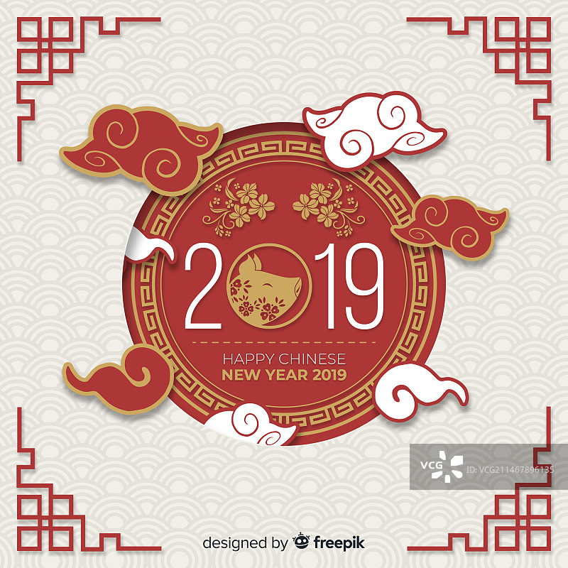 中国新年小猪背景花纹图片素材