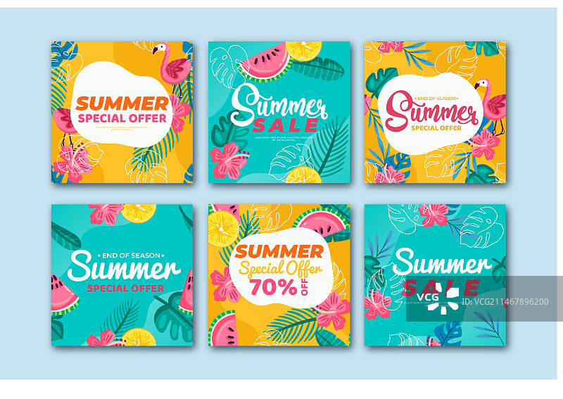 色彩鲜艳的夏季促销Instagram快拍图片素材