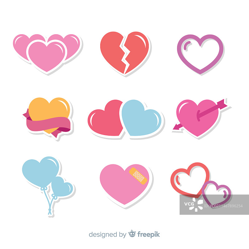 扁平爱心合集图片素材