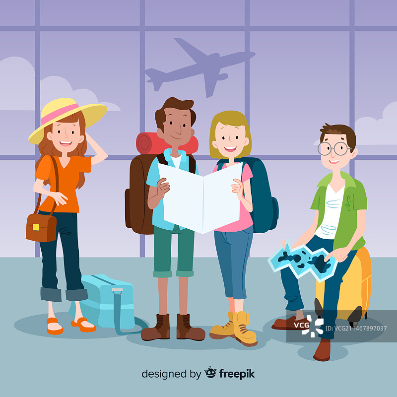 手绘人物旅行合集图片素材