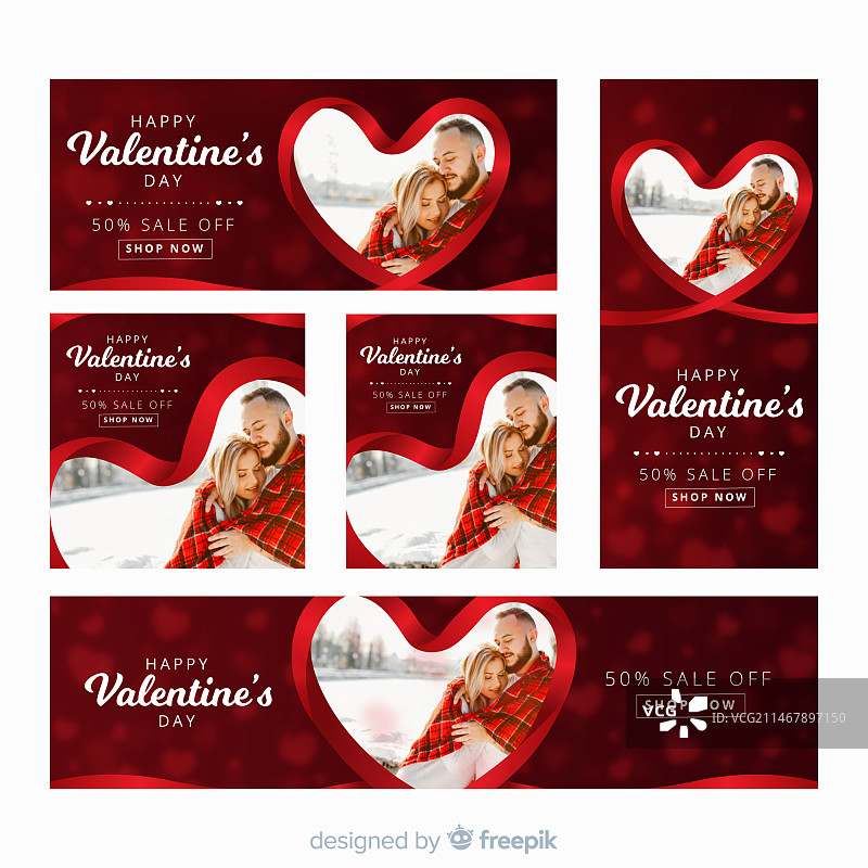 带有照片的情人节网页横幅图片素材