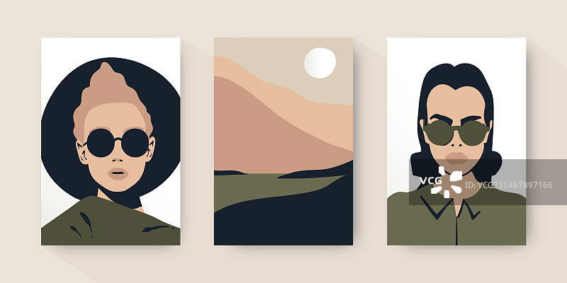 手绘时尚潮流人像封面合集图片素材