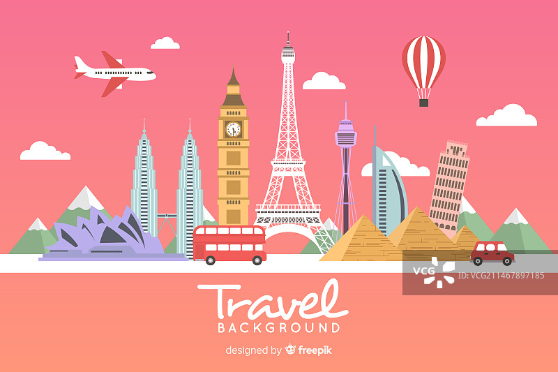 扁平风旅行背景图片素材