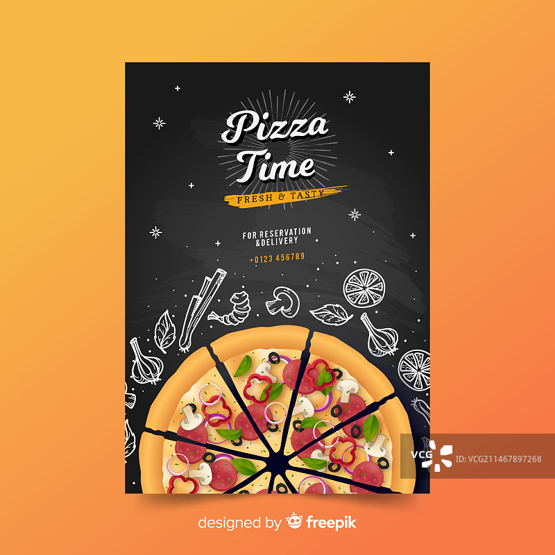 披萨涂鸦海报模板图片素材