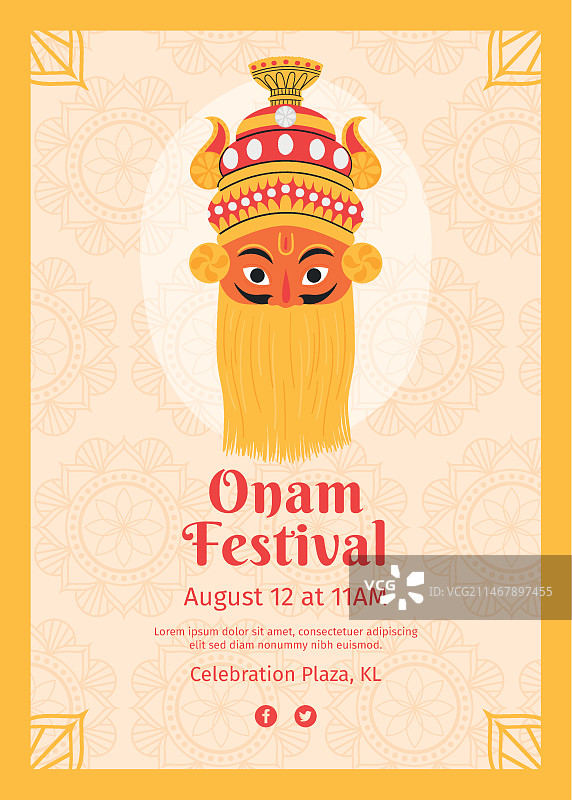 手绘Onam节竖版海报模板图片素材