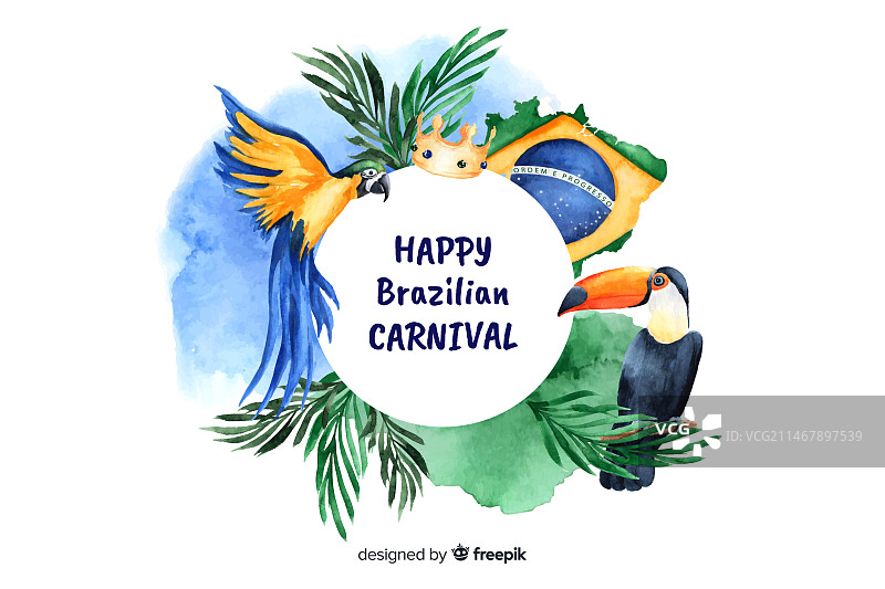水彩巴西狂欢节背景图片素材