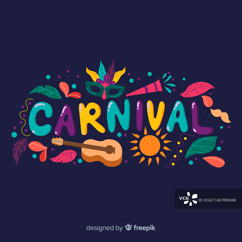 彩色巴西狂欢节背景字图片素材