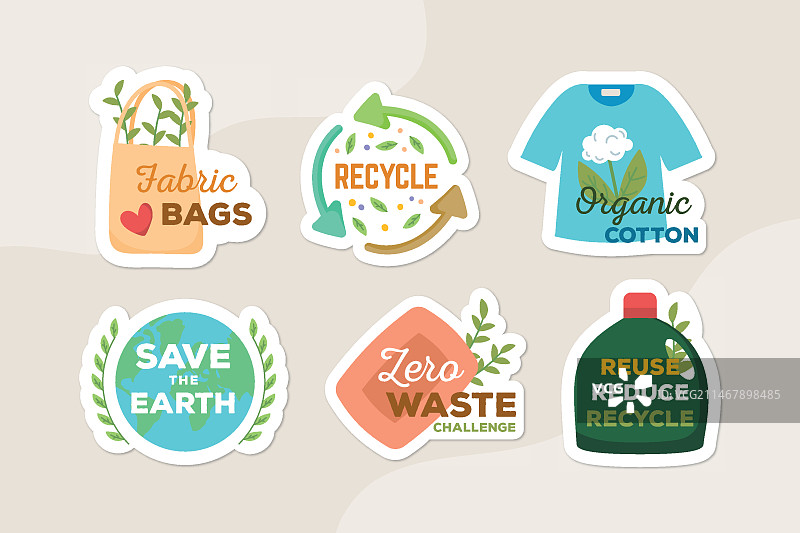 可回收和使用自然物品生态标志图片素材