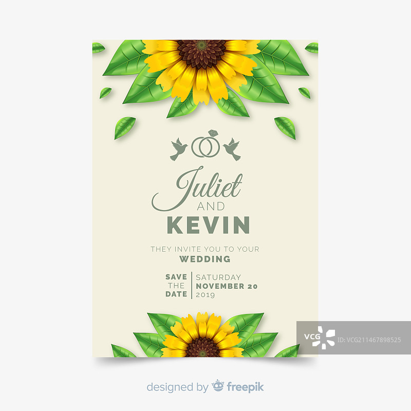 婚礼请柬卡片模板图片素材