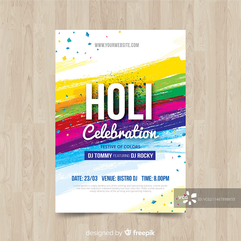 洒红节派对宣传单模板图片素材