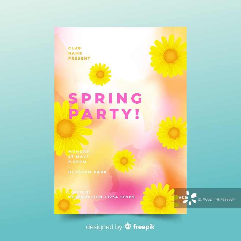 春季派对宣传单图片素材