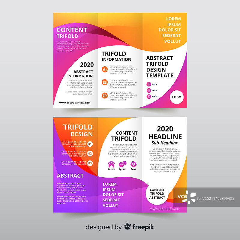 抽象三折页宣传册模板图片素材