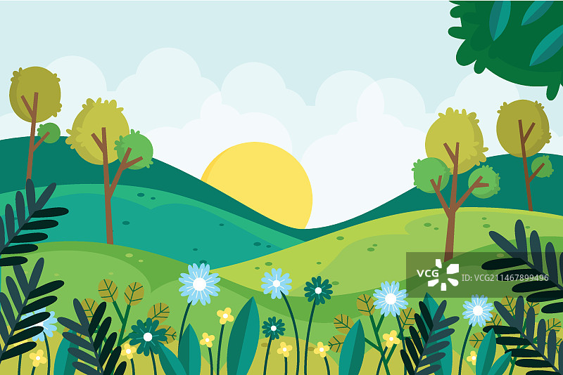 美丽平坦的春景图片素材