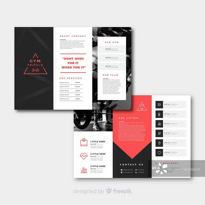 健身房三折页宣传册模板图片素材