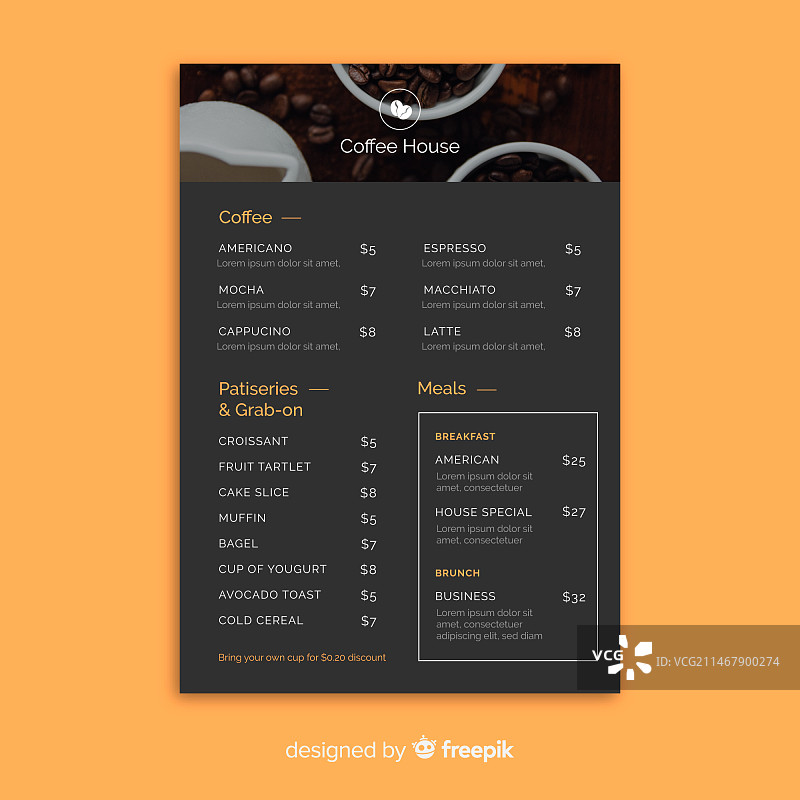 咖啡菜单模板图片素材