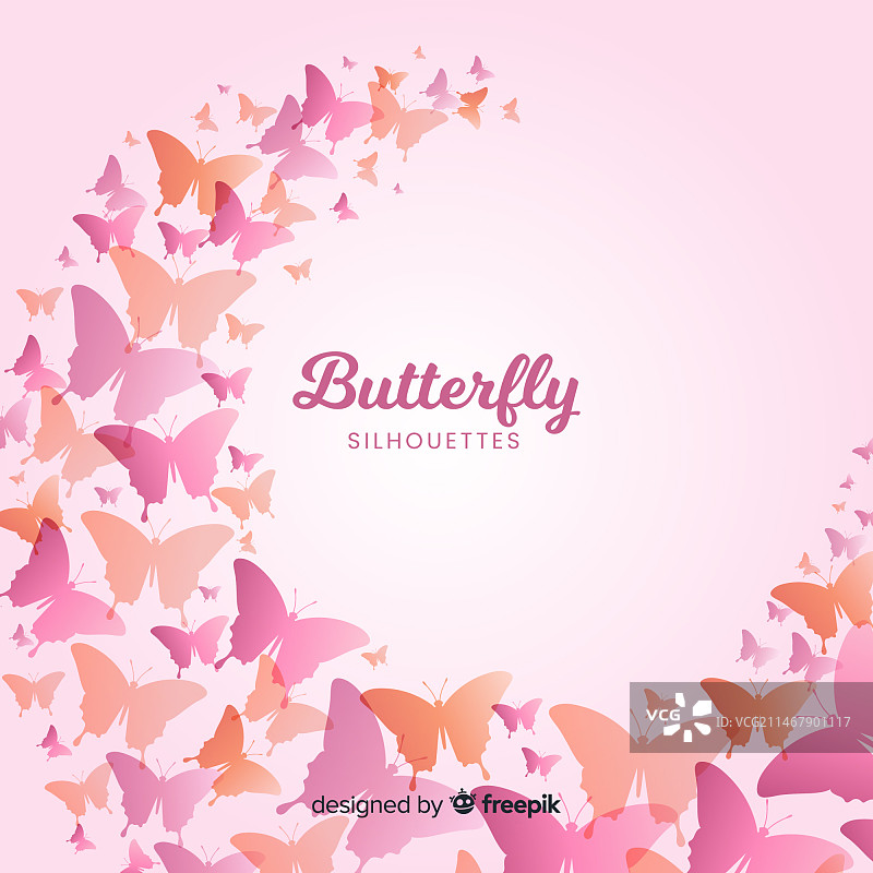 渐变蝴蝶剪影飞行图片素材