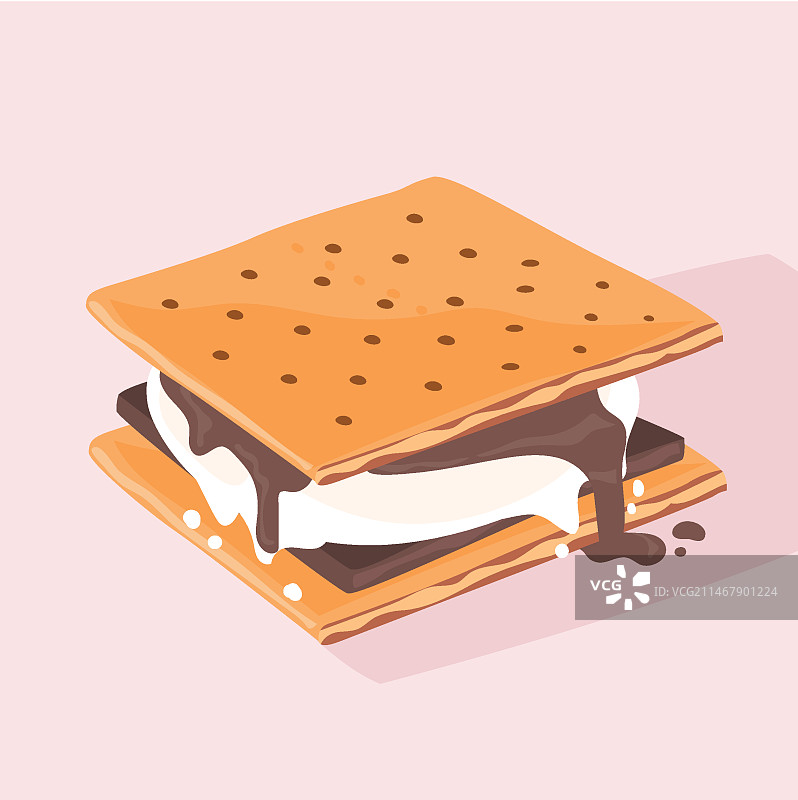 扁平风格烤棉花糖甜点插画图片素材