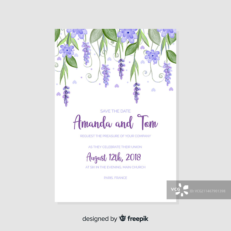 水彩婚礼请柬模板图片素材