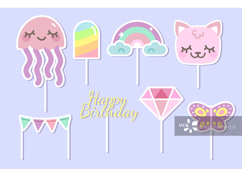 扁平风格蛋糕装饰图案合集图片素材