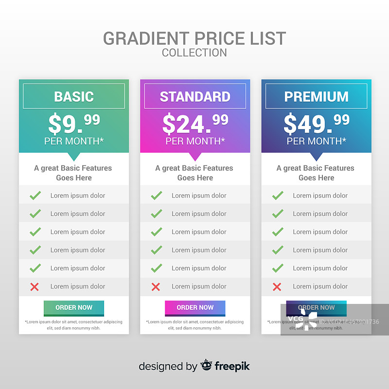 价格表合集图片素材