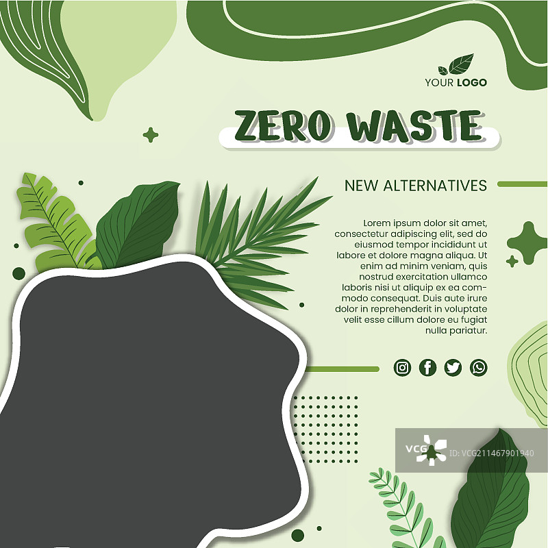 零浪费宣传单方形模板图片素材