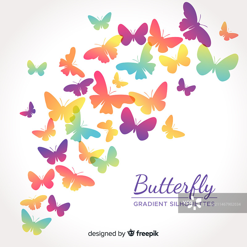 渐变蝴蝶剪影飞行图片素材