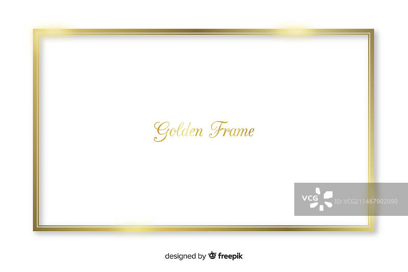 逼真金色长方形边框图片素材
