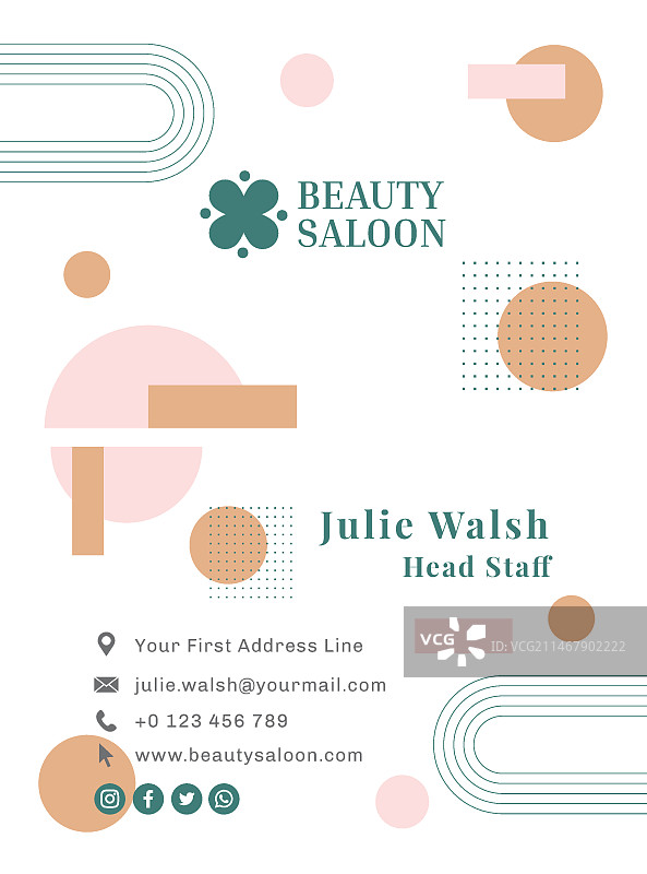 美容院双面名片横向模板图片素材