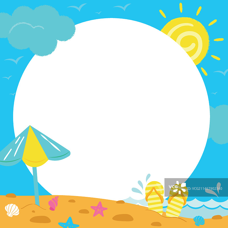 手绘夏季边框社交媒体模板图片素材