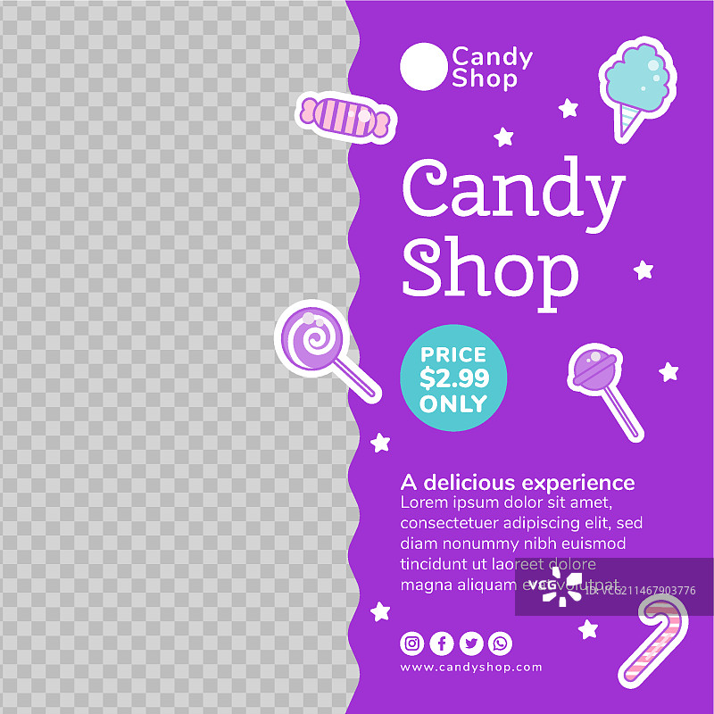 糖果店方形宣传单模板图片素材