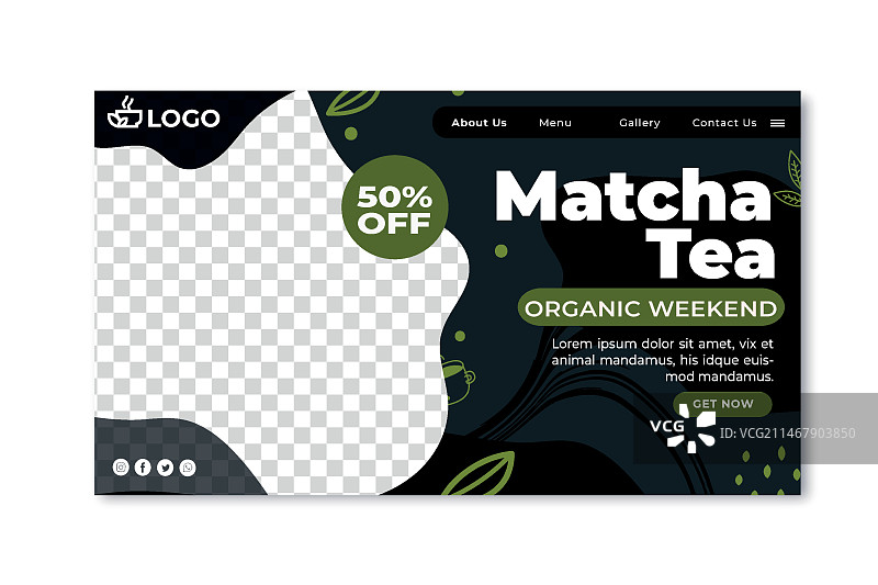 抹茶茶叶陆页模板图片素材