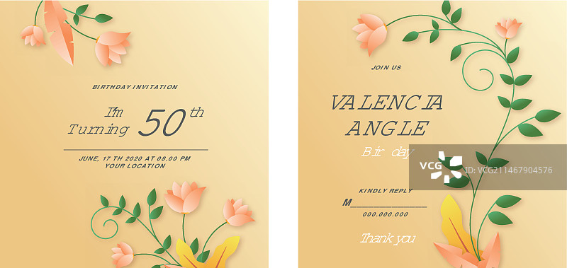 优雅的生日贺卡模板图片素材