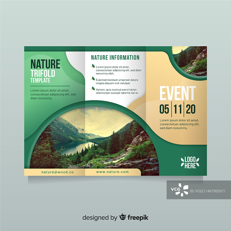 自然主题三折页宣传单模板图片素材