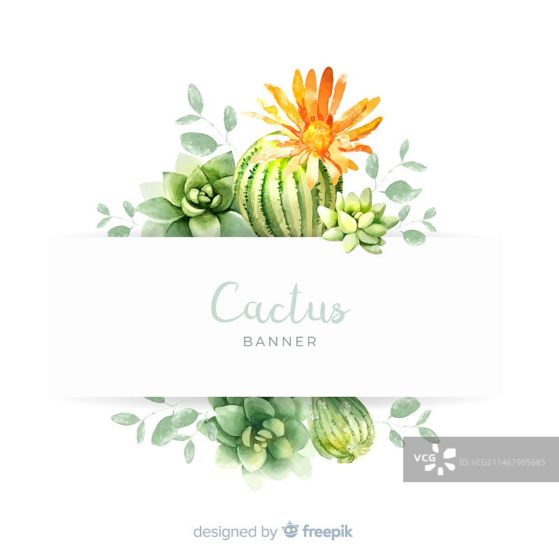 水彩仙人掌banner图片素材