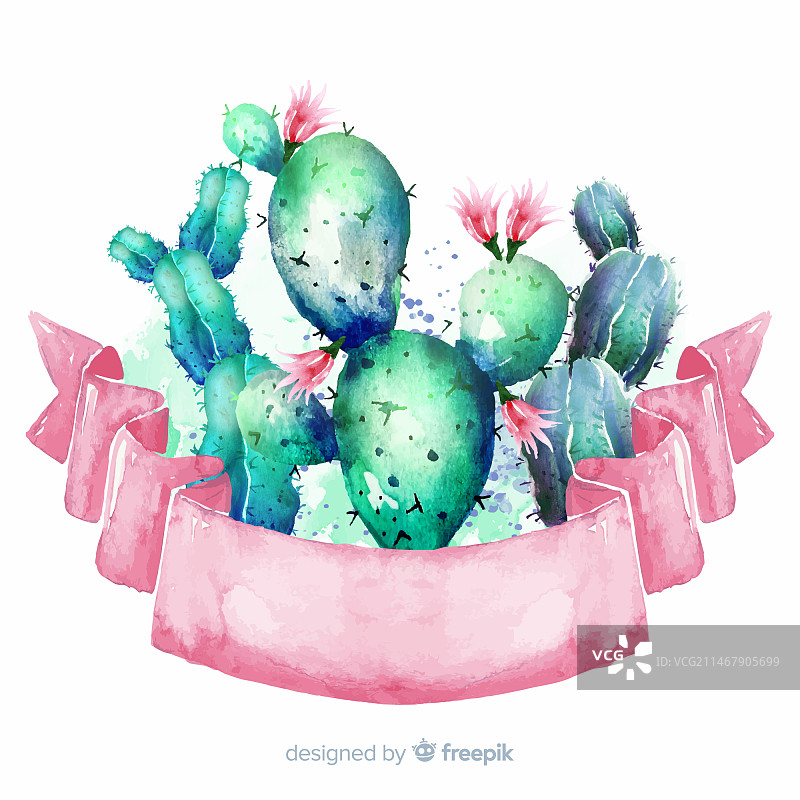 水彩仙人掌banner图片素材